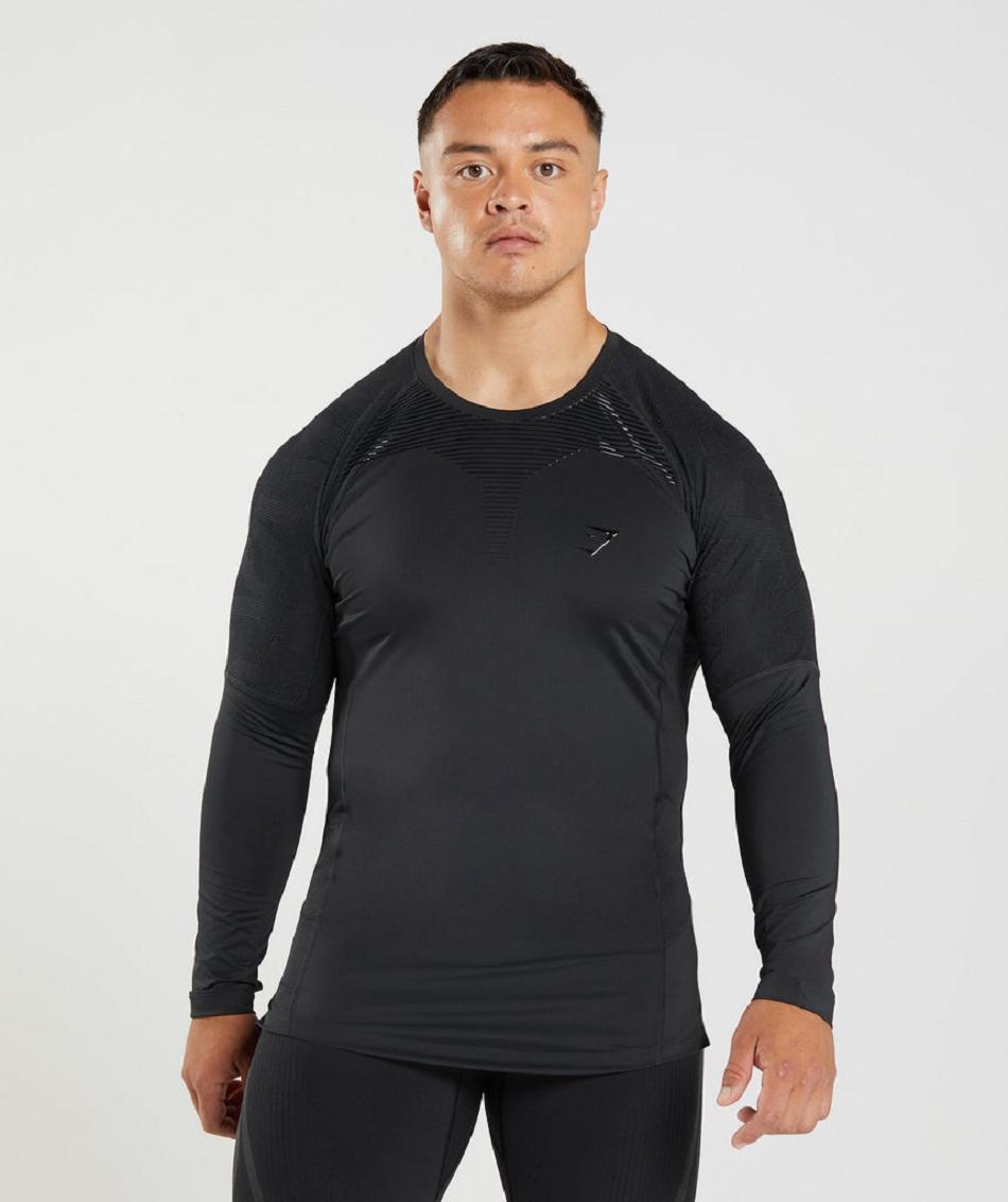 Long Sleeve Męskie Gymshark 315 Czarne | PL 3689AHK